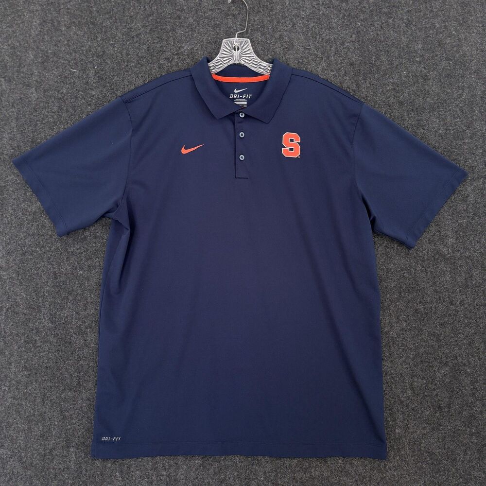 Syracuse Orange Polo Shirt Men's XXL Navy Blue Nike Dri-FIT Short Sleeve Golf